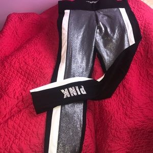 NEVER WORN VS Pink Sparkle Yoga Leggings Size M